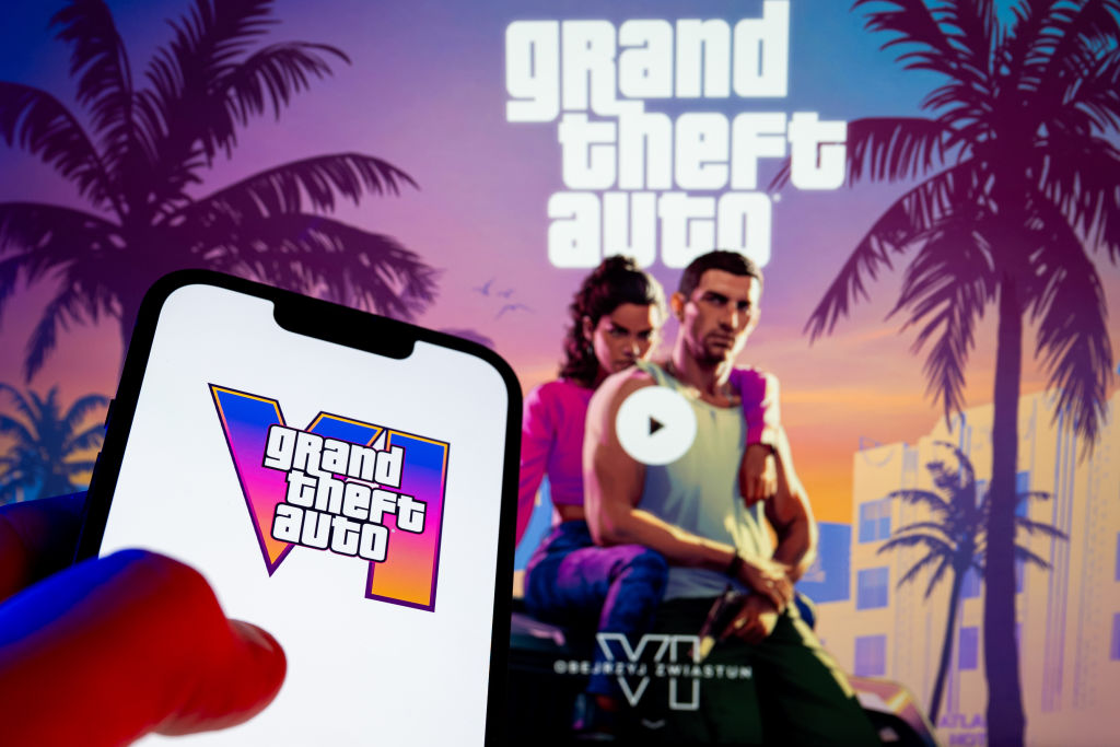 In this photo illustration, a Grand Theft Auto VI logo seen...