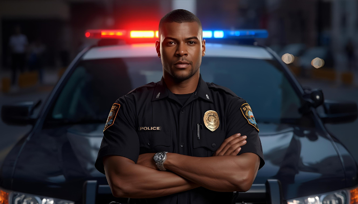 Generic police officer and police car