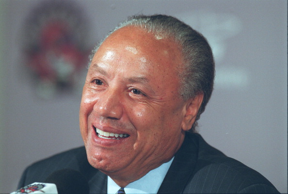 New Raptors coach Lenny Wilkens at presser and walking out at centre court.